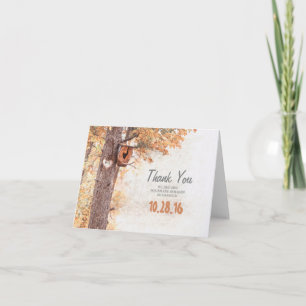 Rustic Country Tree Heart Fall Wedding Thank You Card