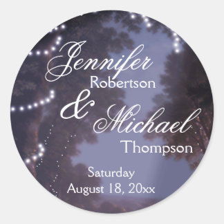 Rustic Country Tree Lights Classic Round Sticker