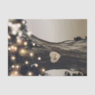 Rustic Country Tree & Lights Modern Barn Wedding Tissue Paper