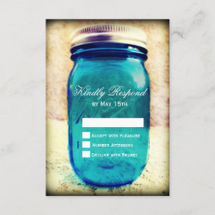 Rustic Country Turquoise Mason Jar Wedding Cartes 