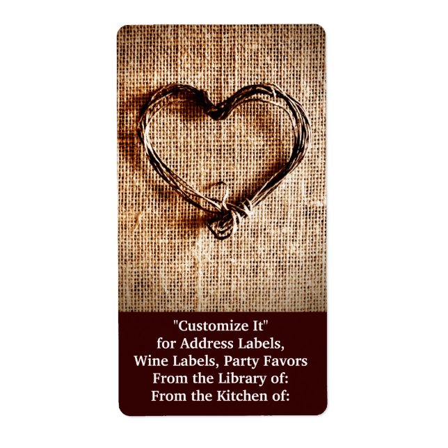 Rustic Country Twine Heart on Burlap Imprimer (Devant)