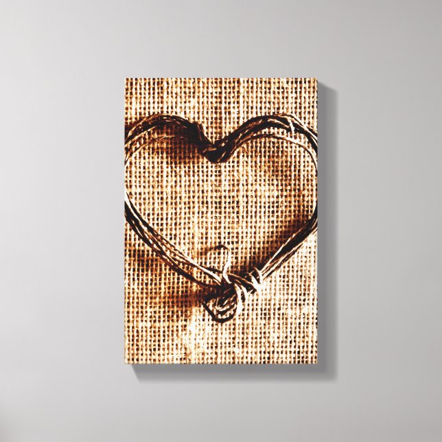 Rustic Country Twine Heart on Burlap Print (Front)