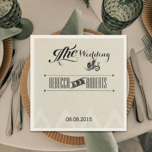 rustic country Typography vintage wedding Napkin