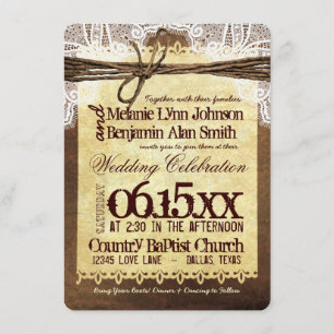 Rustic Country Typography Wedding Invitations