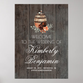 Rustic Country Vin Barrel Mariage Affiche de bienv