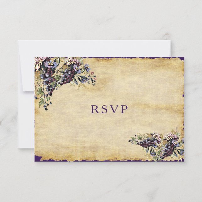 Rustic Country, Vineyard, Custom Wedding RSVP Card (Front)