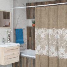 Rustic country vintage beige burlap and white lace