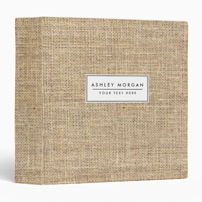 Rustic Country Vintage Burlap Binder (Front/Spine)