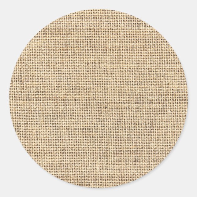 Rustic Country Vintage Burlap Classic Round Sticker (Front)