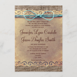 Rustic Country Vintage Burlap Invitations de maria