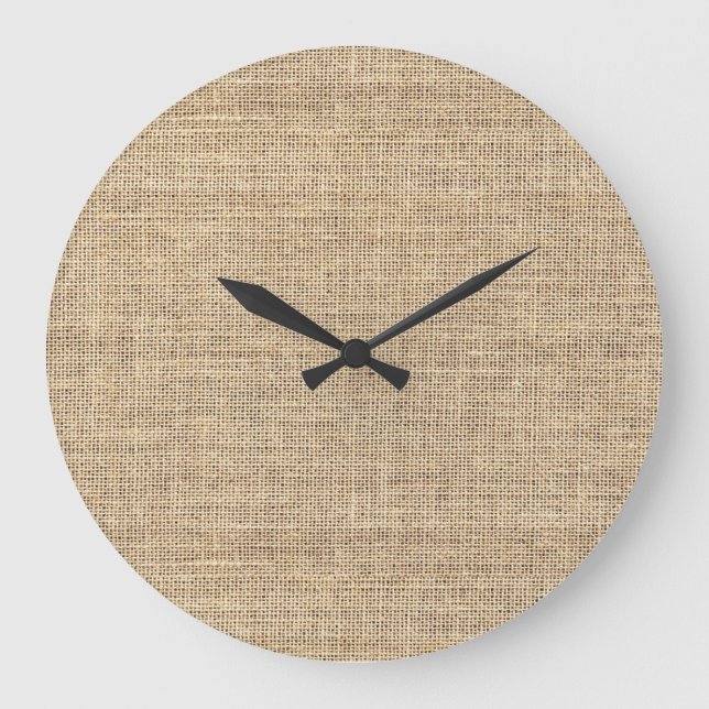 Rustic Country Vintage Burlap Large Clock (Front)