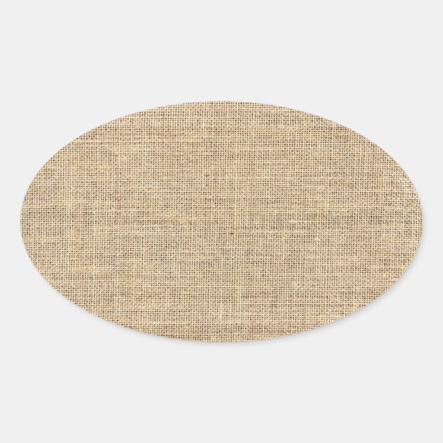 Rustic Country Vintage Burlap Oval Sticker (Front)