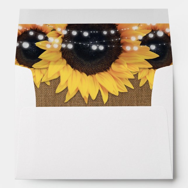Rustic Country Vintage Burlap Sunflower Wedding Envelope (Back (Bottom))