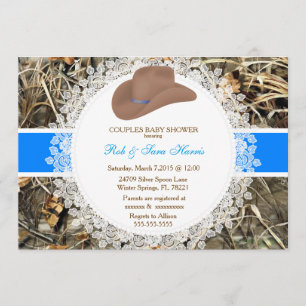 Rustic Country Vintage Camo Baby shower Invitation