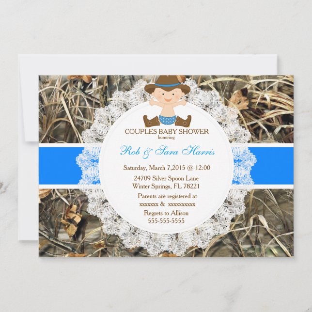 Rustic Country Vintage Camo Baby Shower Invite (Front)