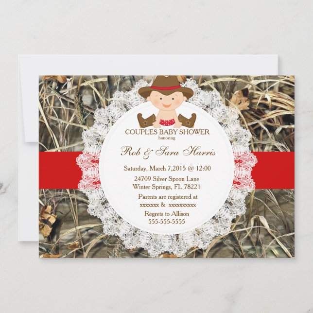 Rustic Country Vintage Camo Baby Shower Invite (Front)