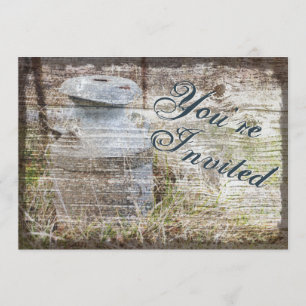 Rustic Country Vintage Milk Can Wedding Invites