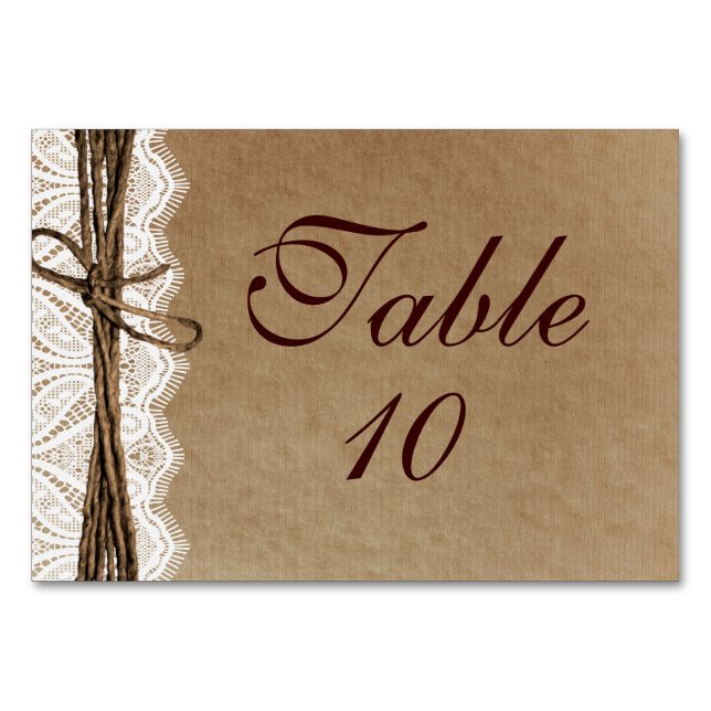 Rustic Country Vintage Paper Wedding Table Cards (Front)