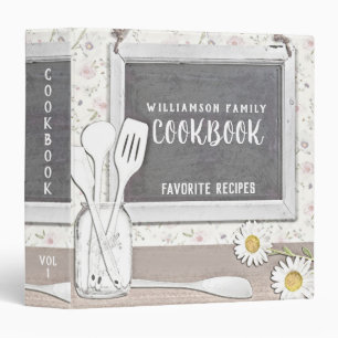 Rustic Country Vintage Retro Recipe Cookbook Binder