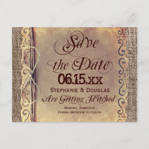 Rustic Country Vintage Save the Date Postcards