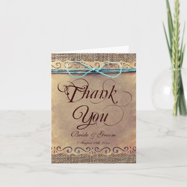 Rustic Country Vintage Wedding Merci Cartes (Devant)