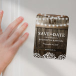 Rustic Country Wedding Fridge Save the Date Magnet<br><div class="desc">Gypsophila rustic string of lights wedding save the date fridge magnet featuring a country barn oak barrel background, twinkle string lights, baby's breath, your monogram and modern wedding wording. Find other wood wedding save the date cards at http://www.zazzle.com/special_stationery* Click on the “Customize it” button for further personalization of this template....</div>