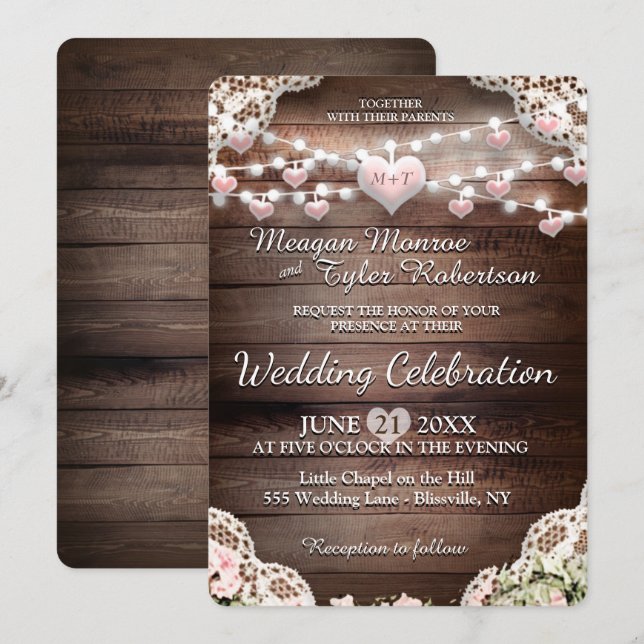 Rustic Country Wedding Invitation (Front/Back)
