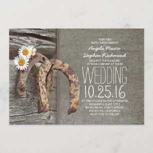 Rustic country wedding invitations - Horseshoes