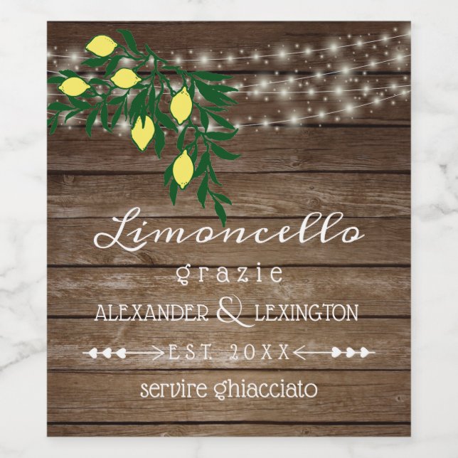 Rustic Country Wedding Limoncello Bottle Label | (Single Label)