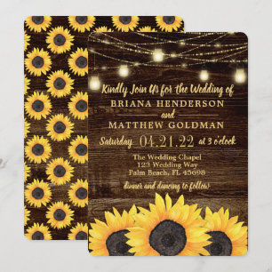 Rustic Country Wedding Mason Jar Lights Invitation