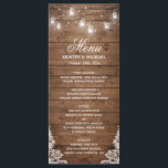 Rustic Country Wedding Menu | String Lights Wood<br><div class="desc">Mason Jars String Lights Barn Wood | Rustic Country Wedding Menu Card 
(1) For further customization,  please click the "customize further" link and use our design tool to modify this template. 
(2) If you need help or matching items,  please contact me.</div>
