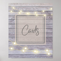 Rustic Country Wedding or Bridal Shower Cards Sign