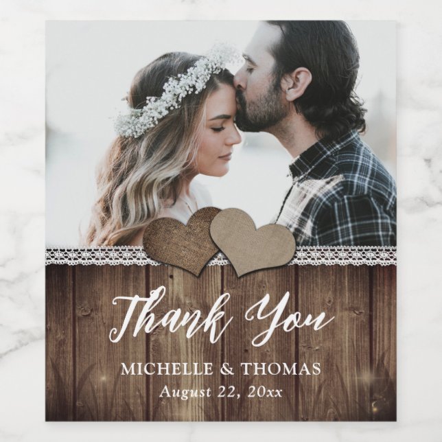 Rustic Country Wedding Photo Wine Bottle Labels (Single Label)