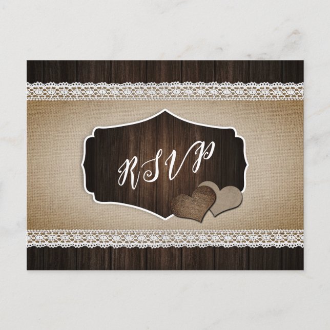 Rustic Country Wedding RSVP Postcard Song Choice (Front)