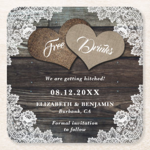 Rustic Country Wedding Save The Date Coasters