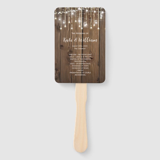 RUSTIC Country wedding string lights Hand Fan (Front)