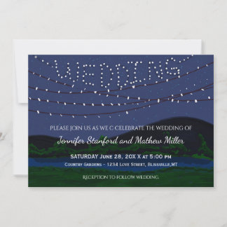 Rustic Country Wedding String Lights Invitation