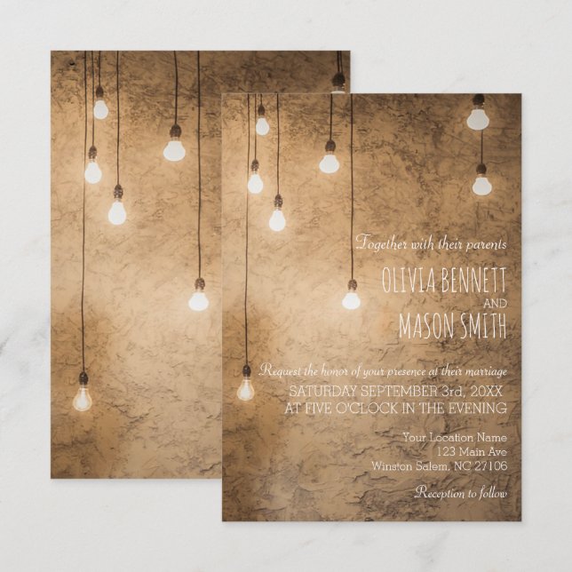 RUSTIC COUNTRY WEDDING | STRING OF LIGHTS CARD (Front/Back)