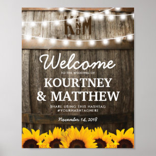 Rustic Country Wedding   Sunflower String Lights Poster