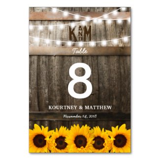 Rustic Country Wedding | Sunflower Table Numbers