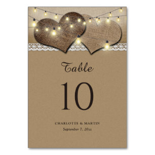 Rustic Country Wedding Table Number Card