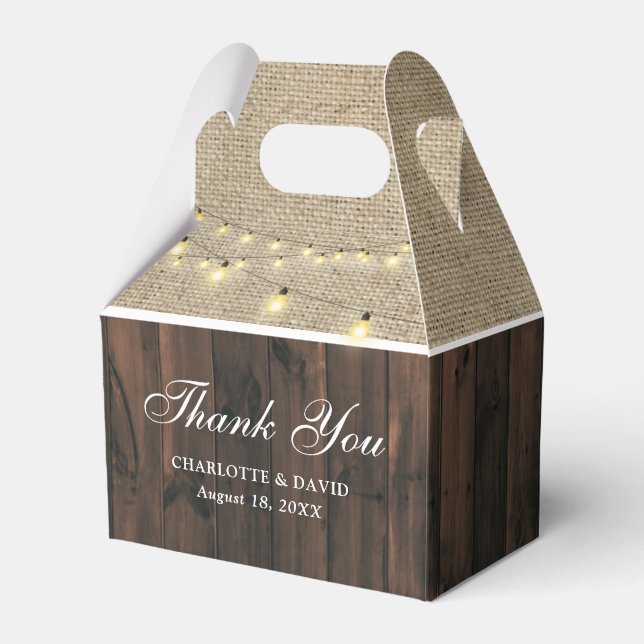 Rustic Country Wedding Thank You Favor Box (Front Side)