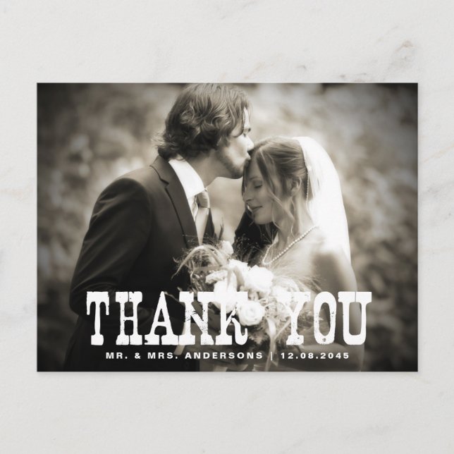 Rustic Country Wedding Thank You Postcard - Photo (Front)