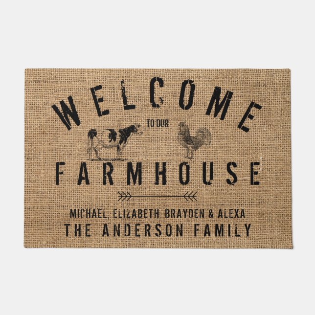 Rustic Country Welcome to our Farmhouse Animals Do Doormat (Front)