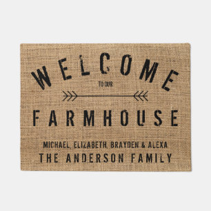 Rustic Country Welcome to our Farmhouse Burlap Doormat