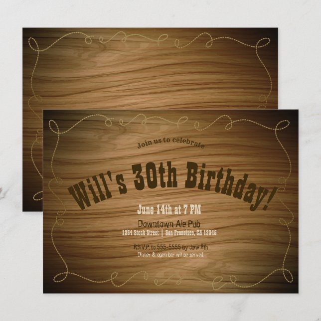 Rustic Country Western Cowboy Birthday Party Invitation (Front/Back)