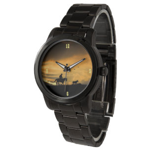 Rustic Country Western Cowboy Steer Drive Watch