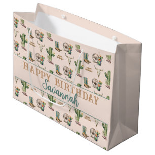 Rustic Country Western Desert Cactus Personalized Large Gift Bag