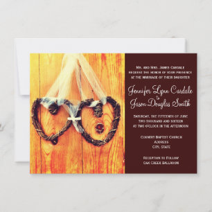 Rustic Country Western Hearts Wedding Invitations