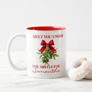 Rustic Country Western Mistletoe Ornament Two-Tone Coffee Mug
